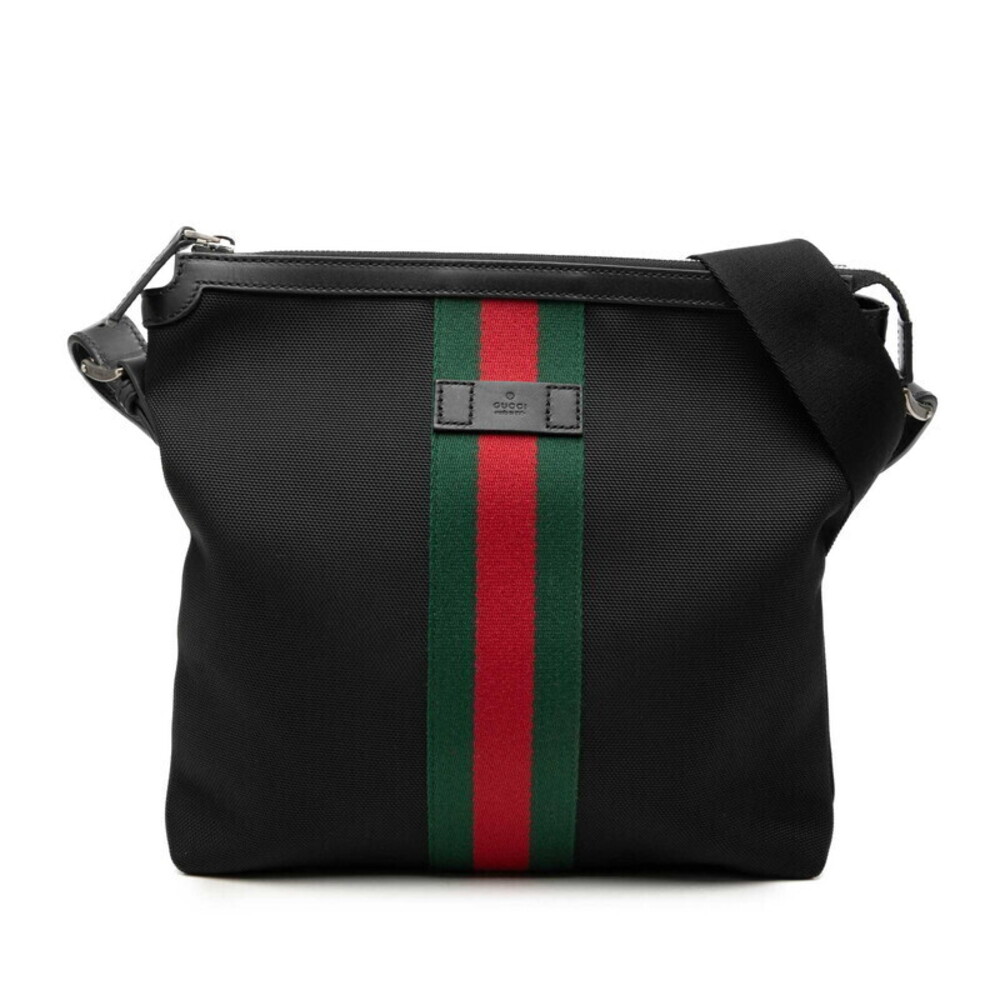 Gucci Sherry Crossbody Bag Black Canvas Leather